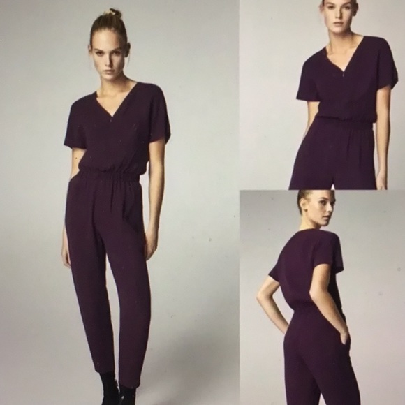MASSIMO DUTTI Romper Overall Jumpsuit in Plum Purple size 4 - EUC - Picture 3 of 12